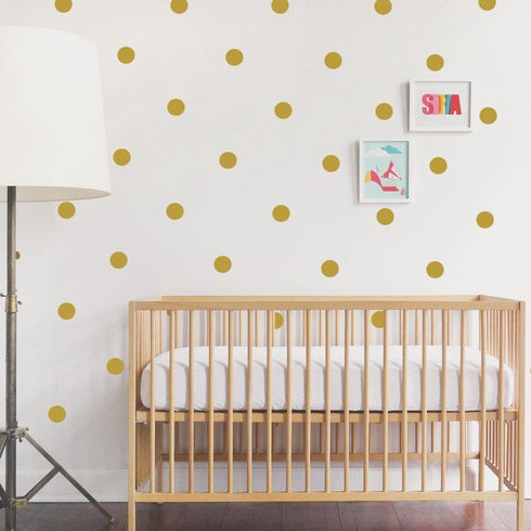 80pcs Gold Polka Dot Wall Decals – Removable Vinyl Stickers for Kids Nursery, Baby Room, Toddler Bedroom – Safe Adhesive Circle Decorations – Easy...