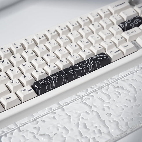 4pcs Keycaps, Black Topographic KeycapsPBT Keycap Cherry Profile Dye-Sublimation Space Bar 6.25U ESC Enter Custom Keycap Set for Mechanical Keyboa...