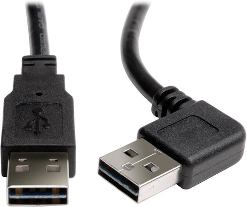 Tripp Lite Universal Reversible USB 2.0 Hi-Speed Cable (Right / Left Angle Reversible A to Reversible A M/M) 3-ft.(UR020-003-RA)...