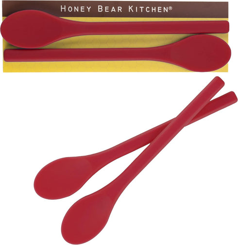 Honey Bear Kitchen Silicone Stirring Spoon (Set of 2, Super Scarlet) for Coffee & Tea...