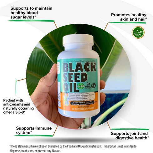 30 days Thymoquinone Pure Turkish Black Seed Oil - Antioxidant non gmo Cold Pressed gel Capsules - Kalonji Cumin Seed Oil softgel - Nigella Sativa...