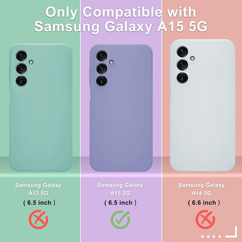 for Samsung Galaxy A15 5G Case, Silicone Phone Case with 1 Screen Protector, Soft Anti-Scratch Microfiber Lining, Full Body Shockproof Slim Cover,...