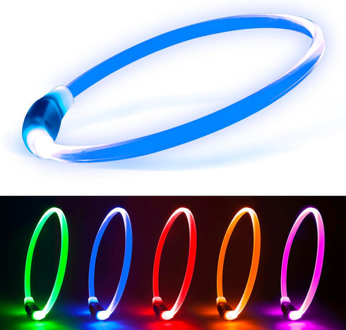 Led Dog Collars for Small Dog,Vizpet XS Light up Adjustable Collar USB Rechargeable Bright Safety Pet Collar for Cats Dogs(Blue)...