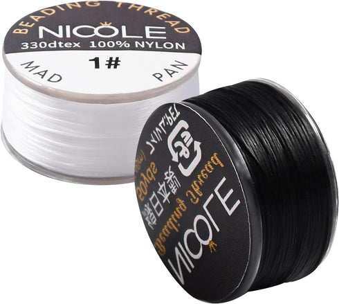 PH PandaHall 0.1mm Nylon Seed Bead Thread 100 Yards Black White Bracelet Cord Beading Thread Invisible Sewing String Nylon Braided String for Leat...