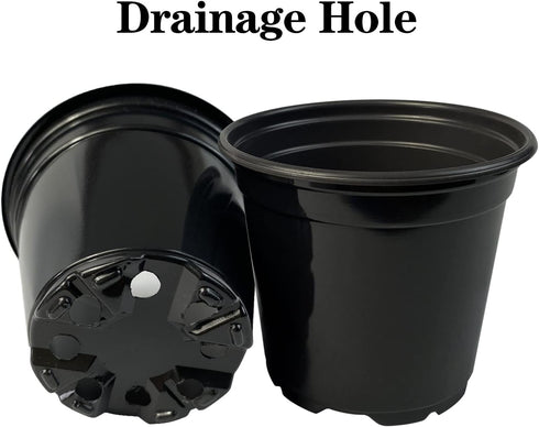 24pcs 3 4 5 6 Inch Nursery Pots Variety Pack, Flexible Plastic Plant Pots with Drainage Holes, Round Nursery Pot for Plastic Plants, Black Flower ...