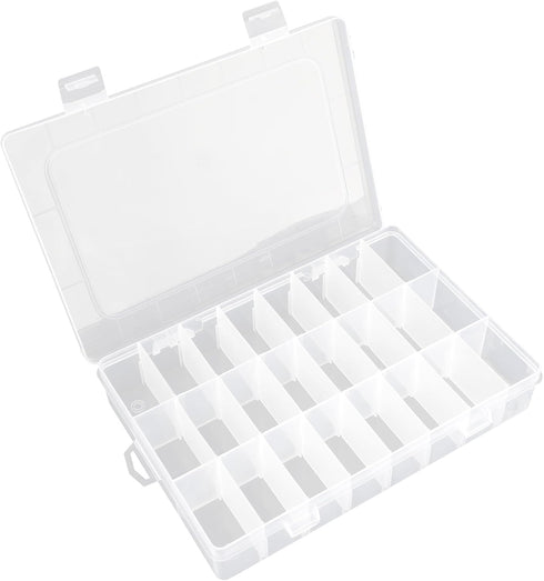 24 Grids Plastic Organizer Box With Dividers Clear Craft Storage Bead Organizer Box Earring Organizer Travel Pill Organizer Jewelry Organizer Stor...