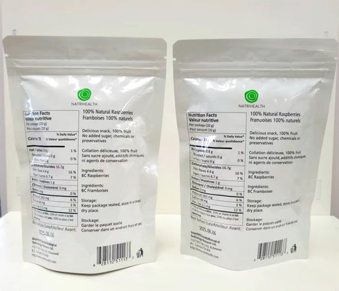 100% Canada Raspberries - Natrihealth Freeze Dried Raspberries 20gx2...