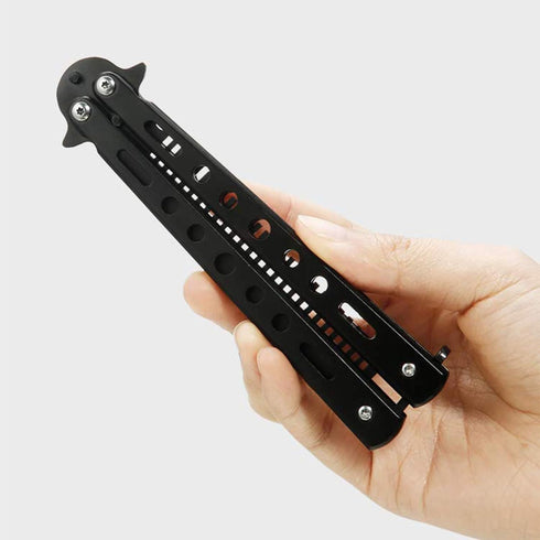 DOUBLE 2 C Butterfly Knife, Practice Balisong Knife Trainer, Metal Steel Folding Comb, Unsharpened Blade for Practicing Flipping Tricks, Csgo Butt...