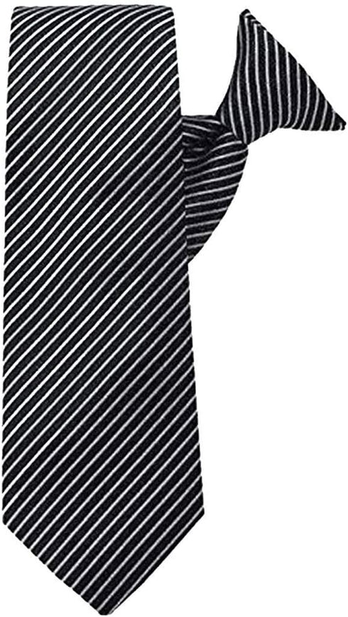 Jacob Alexander Men's Sophisticated Woven Black Tie Diagonal Grey Pinstripe Professional Pre-Tied Clip-On Stripe Neck Tie...