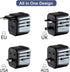 European Travel Plug Adapter, Black Universal Wall Charger with 2 USB A Ports 2.4A International Travel Adapter 5 Outlets LED Indicator for EU US ...