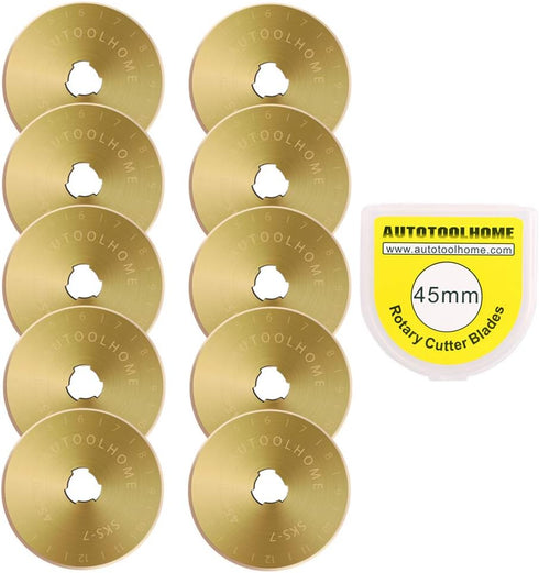 Titanium Coated Rotary Cutter Blades 45mm 10 Pack Replacement Blades Quilting Scrapbooking Sewing Arts Crafts,Sharp and Durable...