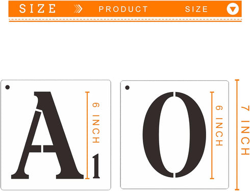 Letter Stencils 6 inch, 42PCS Scrabble Stencils for Painting on Wood Wall Home Decor Craft Projects Canvas Fabric, Numbers Symbol Alphabet Stencil...