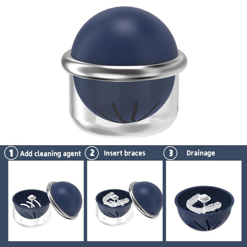 Denture Bath Case, Portable Denture Cup Soaking Container with Strainer Basket False Teeth Holder with Lid Waterproof Mouth Guard Storage Case for...