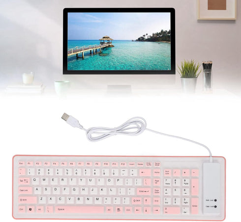 Heayzoki Roll Up Keyboard, Foldable Silicone Keyboard 103 Keys USB Wired Waterproof Mute Keyboard, Fadeless Foldable Keyboard for Pc Laptop Travel...