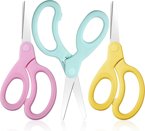 Mudder 3 Pieces Left Handed Scissors Kids Age 8-12 5.9 Inch Back to School Gifts Safety Children Scissors with Blunt Tip Stainless Steel Blades an...