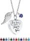Heart Urn Necklace for Ashes with 12 Birthstones Cremation Jewelry and Angel Wing for Ashes with stary box and transparent PE cover - Our love is ...