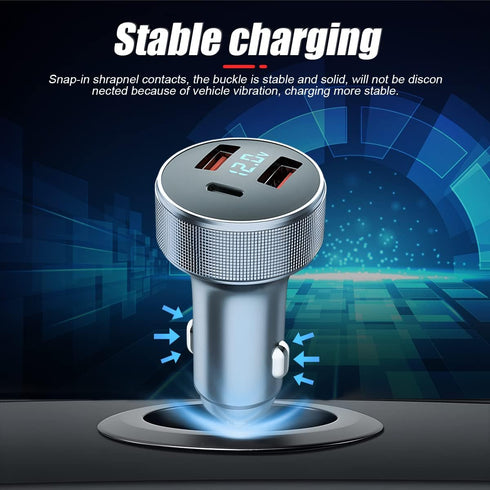 72W Fast Car Charger Adapter, Dual USB Fast Charging Type C Car Charger with LED Display Adapter, QC 3.0 PD Cigarette Lighter Adapter for Laptop S...