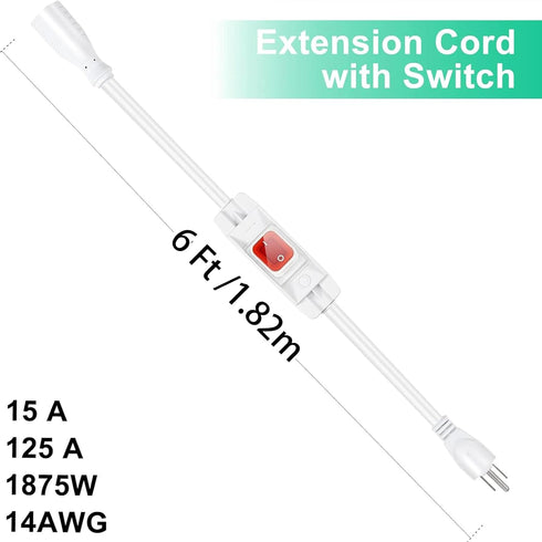 Outdoor Extension Cord with Switch On/Off Waterproof Switch 3 Prong Extension Cord with Inline Cord Switch, Heavy Duty Extension Cord 125v/250v Bl...