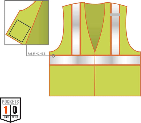 Ergodyne Safety L/Xl Class 2 Two Tone Mesh Vest, Lime, Large-X-Large US...