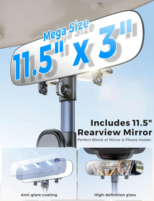 eSamcore Rear View Mirror Phone Holder, Car Phone Mount with 11.5" Rearview Mirror Adjustable Car Mount Accessories Compatible with iPhone 15 14 1...