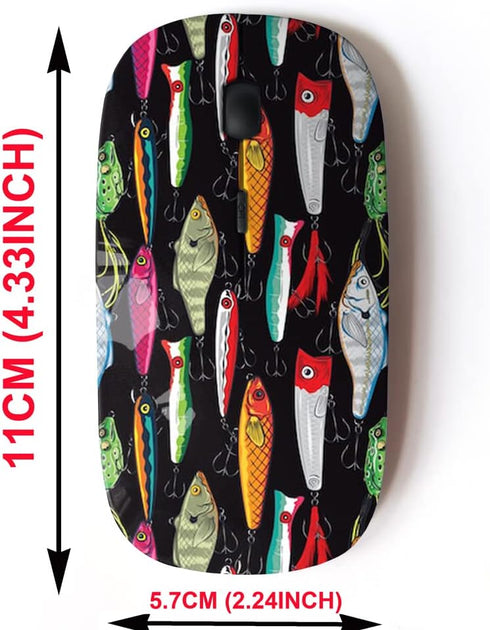 2.4G Wireless Mouse with Cute Pattern Design for All Laptops and Desktops with Nano Receiver - pop Colorful Fishing Lures...