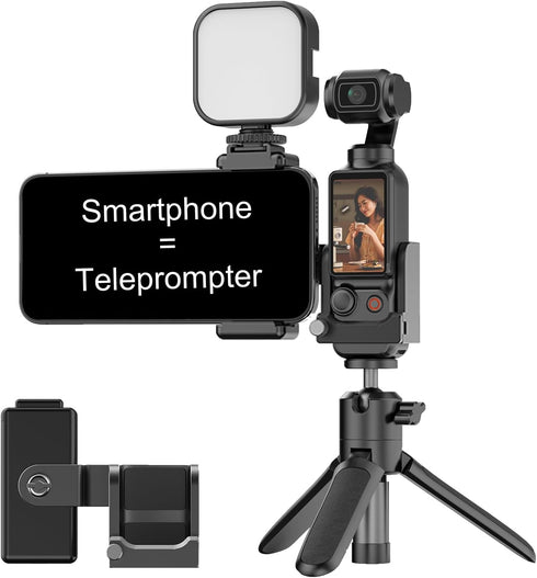 OSMO Pocket 3 Phone Mount Holder with 1/4 Threaded Hole and Cold Shoe Expansion Frame for light mic compatible with DJI OSMO Pocket 3 Accessories...