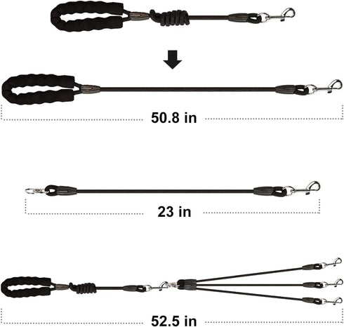 3 Dog Leash, Nylon Heavy Dog Leash with Padded Handle, 6ft 360° Swivel No Tangle Rope Removable Pet Traction Rope, Lead for Medium Large Dogs Walk...