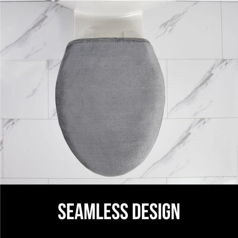 GORILLA GRIP Thick Memory Foam Bathroom Toilet Lid Seat Cover, Soft Velvet Topside, Machine Wash, Plush Cushioned Covers Fits Most Size Lids, Deco...