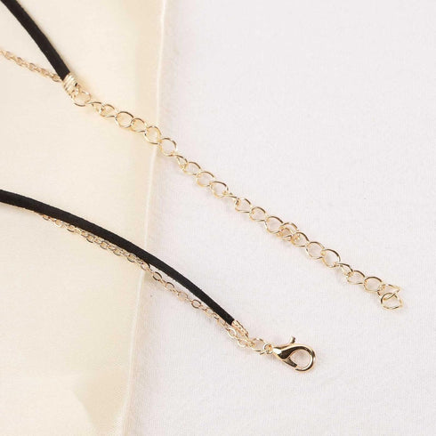 Layered Crystal Leather Choker Necklace Gold Pearl Pendant Necklace Boho Suede Collar Necklace Punk Black Chain Necklace Jewelry for Women...