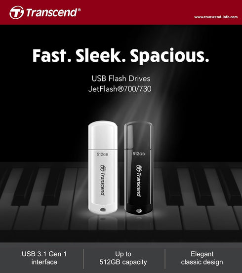 Transcend ?TS64GJF730 64GB JetFlash 730 USB3.1 Flash Drive, White...