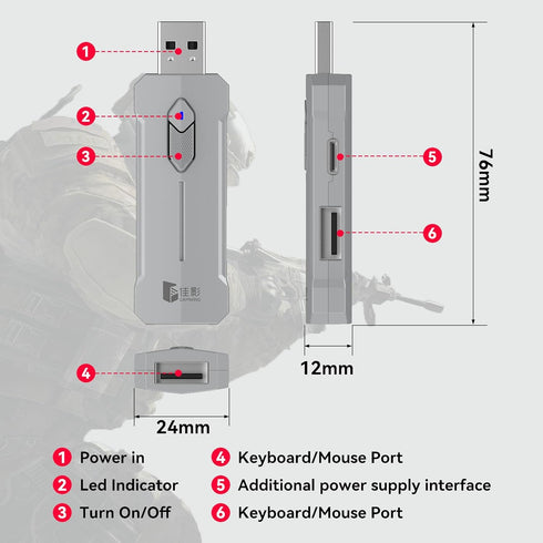 Mouse and Gaming Keyboard Adapter for Android Phone/Tablet, Adapter Support Key Mapping, Recoil Control, Mouse sensitivity, Perfect for PU-BG, AP-...