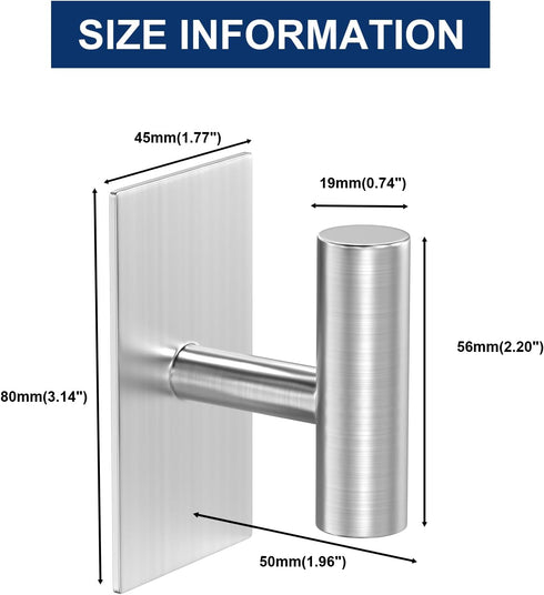 WUIVIUT Adhesive Towel Hooks for Bathroom Wall, Heavy Duty Wall Hooks for Hanging Coat Robe Clothes Bags Sponges for Bathroom Bedroom Kitchen Hote...