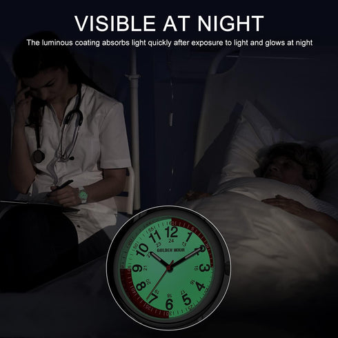 GOLDEN HOUR Waterproof Nurse Watch for Medical Professionals, Students Women Men - Military Time Luminouse Easy to Read Dial, 24 Hour with Second ...