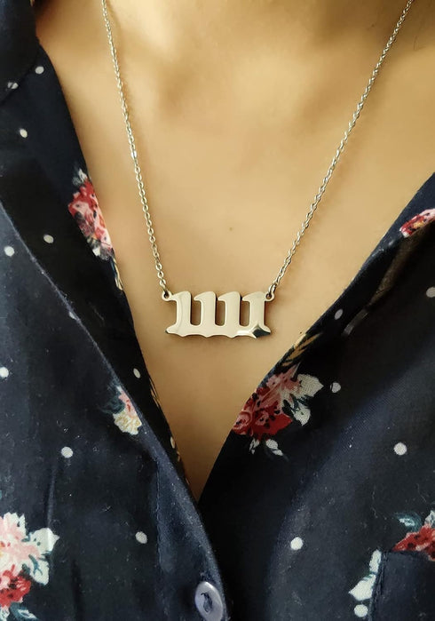 Angel Numbers Necklaces,Women Girls Dainty Gold Silver 111 1111 222 333 444 555 666 777 888 8888 999 Pendant Necklace Spiritual Numerology Jewelry...
