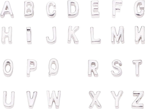 LiQunSweet 26 Pcs Letter Alphabet Metal Alloy Loose Beads for Women Men Initial Jewelry Making DIY Craft Supplies - 10x3mm...