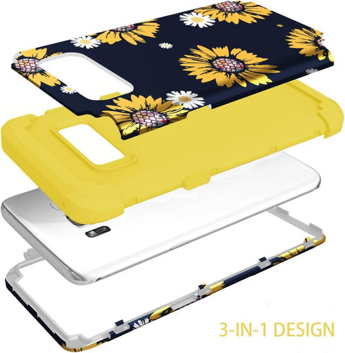 Fingic Galaxy S8 Case, Samsung Galaxy S8 Case Sunflower 3 in 1 Heavy Duty Hybrid Hard PC Soft Silicone Rugged Bumper Anti Slip Full-Body Shockproo...