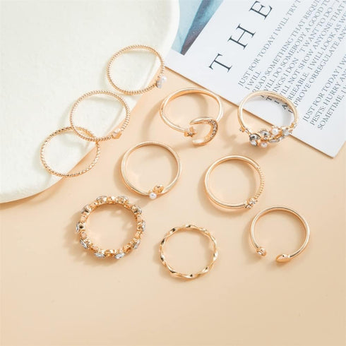 FUTIMELY Boho Retro Stackable Rings Sets for Teens Girls Women Rhinestone Knuckle Joint Finger Kunckle Nail Ring Sets (B)...