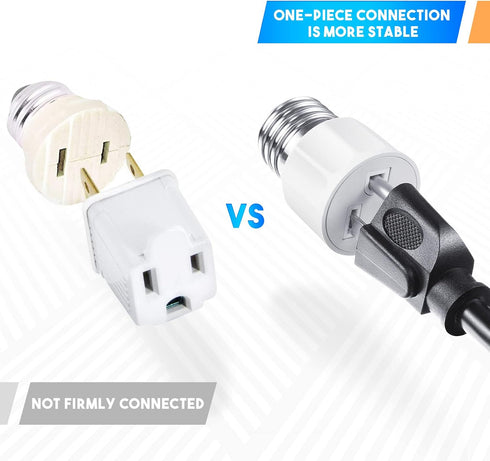 E26/ E27 3 Prong Light Bulb Socket Adapter, Polarized Light Socket Outlet, Light Socket to Plug Adapter Socket Converter, Light Bulb Plug Adapter ...