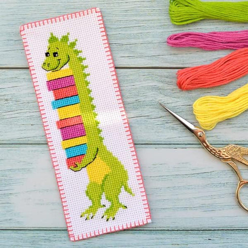 Povitrulya Counted Cross Stitch Kit - DIY Kits for Adults or Kids - Funny Embroidery Bookmark - Easy to Use - Craft Collection - T-Rex Dinosaur...