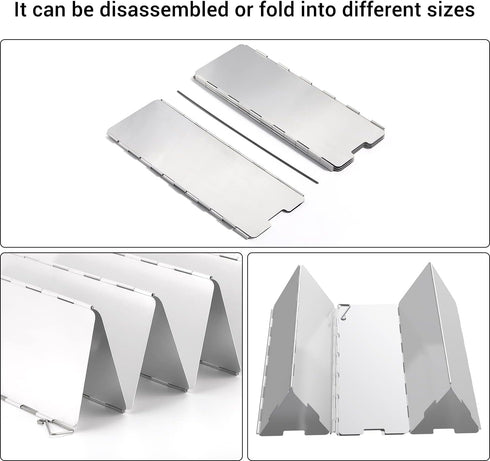 Camping Stove Windscreen, Ohuhu Camp Stove Windscreen 10 Plates Aluminum Folding Portable Camping Stove Windshield Burner Stove with Carry Bag, fo...