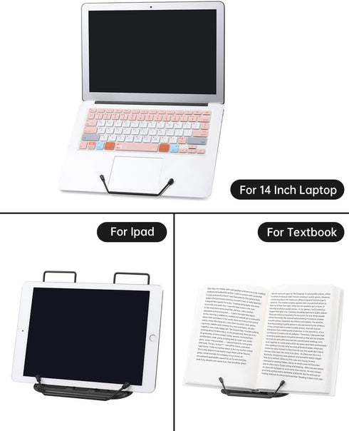 Book Stand for Reading, Adjustable Reading Rest Book Holder, Documents Holder, Sturdy Typing Stand for Recipes Textbooks Tablet Music Books(Black)...