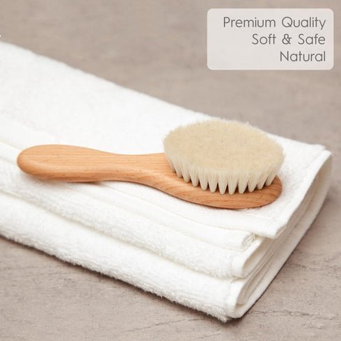 Baby Hair Brush,Wooden Handle Soft Goat Hair Baby Infant Head Massage Grooming Comb Newborns Toddlers Wood Hairbrush for Scalp Health Prevent...