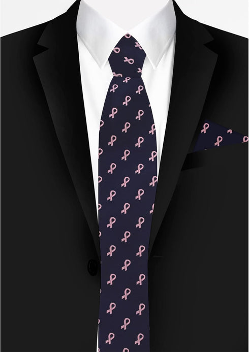 Jacob Alexander Men's Pink Ribbon Breast Cancer Awareness Pattern Pocket Square Handkerchief Hanky...
