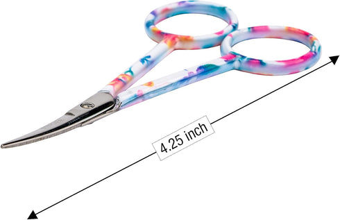 SINGER 4 Inch Forged Embroidery Scissors with Curved Tip for Sewing, Cross-Stitching, Crafts, & More (White Floral & Pastel Print, 2-Pack)...