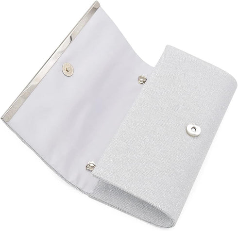 Premium Pleated Metallic Glitter Mesh Clutch Evening Bag Handbag...