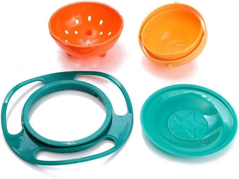 Song Qing Magic Gyro Bowl 360 Degree Rotate Spill-Proof Bowls with Lid Plastic Creative Dishes Practice Feeding Bowls...