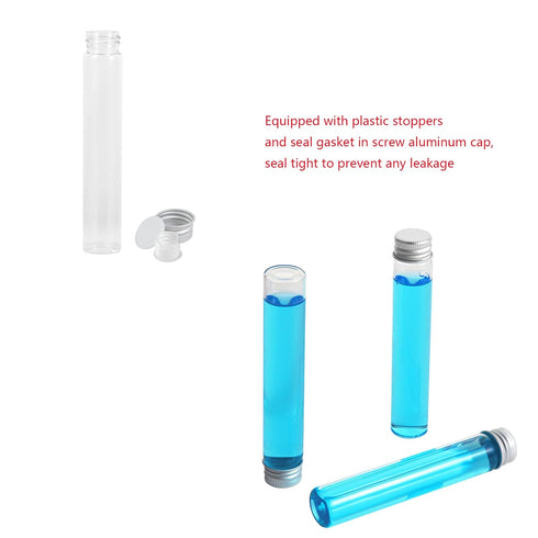 30ml Glass Clear Test Tubes with Screw Caps and Plastic Stoppers, Liquid Sample Vial, Leak-Proof Flat Test Tubes, 6PCS...
