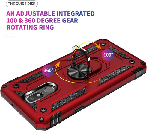 Military Grade Drop Impact for LG Aristo 4 Plus Case,LG Aristo 4+/Aristo4/K30 2019/Prime 2/Escape Plus Case Metal Rotating Ring Kickstand Holder M...