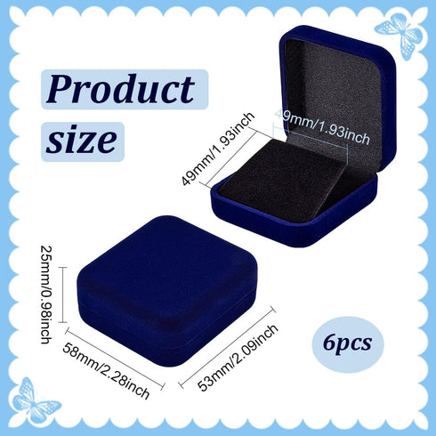 FINGERINSPIRE 6 pcs Blue Velvet Badge Display Box 30mm Lapel Pin Collection Display Holder Square Velvet Brooch Storage Boxes Presentation Display...