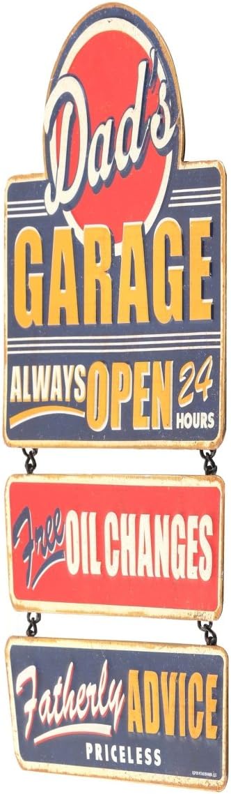 Dad's Garage Linked and Embossed Metal Sign - Vintage Garage Sign for Dad - Great Gift Idea...